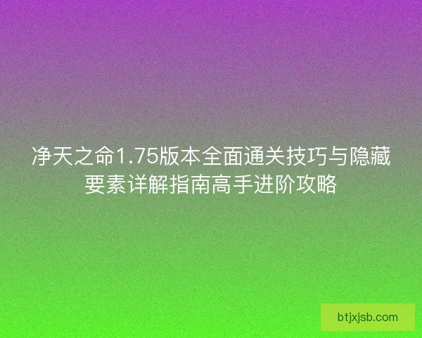 净天之命1.75版本全面通关技巧与隐藏要素详解指南高手进阶攻略