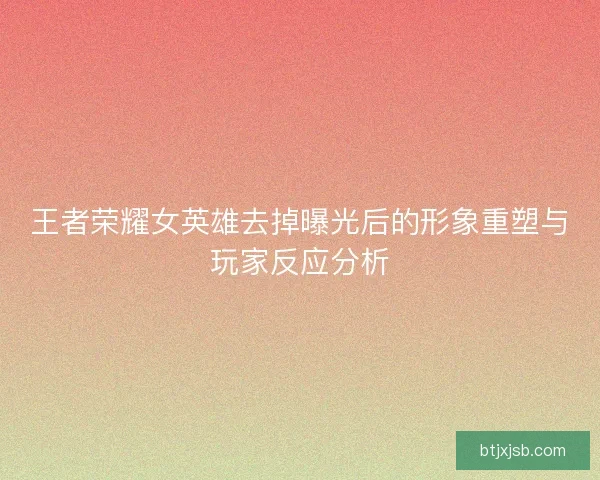 王者荣耀女英雄去掉曝光后的形象重塑与玩家反应分析